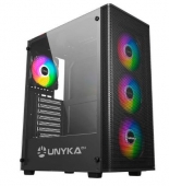 UNYkach Mir 100 Caja ATX Gaming Cristal Templado Lateral y 4 Ventiladores ARGB Negra